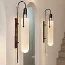 Modern black & red glass shade led wall lamp bedroom sconce