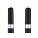 Modern black ribbed automatic salt pepper grinder set kitchen mill