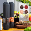 Modern black ribbed automatic salt pepper grinder set kitchen mill