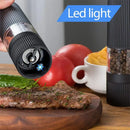 Modern black ribbed automatic salt pepper grinder set kitchen mill