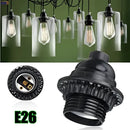 Modern black ribbed e27 socket bulb holder bedroom lamp base