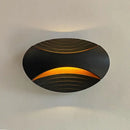 Modern black ribbed led wall lamp for corridor warm amber light