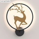 Modern black ring led elk mural wall sconce bedroom light