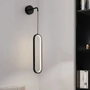 Modern black ring led wall lamp bedroom oval sconce light