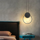Modern black ring pendant lamp bedroom dimmable led light
