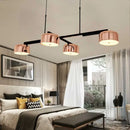 Modern black & rose gold island pendant light kitchen 4 drum shades