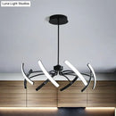 Modern black rotating stick led chandelier for dining room