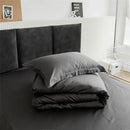 Modern black satin jacquard duvet cover set bedroom bed skirt