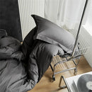 Modern black satin jacquard duvet cover set bedroom bed skirt