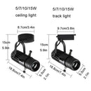 Modern black & silver adjustable led track spotlights gallery light