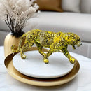 Modern black & silver mosaic leopard panther – living room sculpture