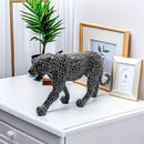 Modern black & silver mosaic leopard panther – living room sculpture