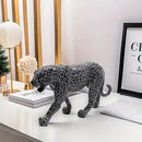 Modern black & silver mosaic leopard panther – living room sculpture