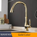 Modern black single handle kitchen faucet with curved swivel spout