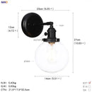 DecorBites™ Glass Ball Wall Light Switch Hallway Bathroom Mirror Stair Black Wall Sconce