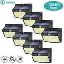 Modern black solar wall lamp outdoor motion sensor security light