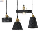Modern black speckled cement pendant lamp kitchen brass accent