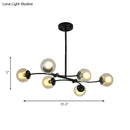 DecorBites™ Modern 6-Head Black Glass Sphere Shade Buffet Chandelier for Stylish Island Lighting