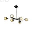 DecorBites™ Modern 6-Head Black Glass Sphere Shade Buffet Chandelier for Stylish Island Lighting