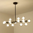 DecorBites™ 16-Light Modern Black Island Pendant - Spherical Glass Ceiling Light for Dining Table