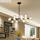 DecorBites™ 16-Light Modern Black Island Pendant - Spherical Glass Ceiling Light for Dining Table