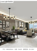DecorBites™ 16-Light Modern Black Island Pendant - Spherical Glass Ceiling Light for Dining Table