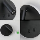Modern black square led wall lamp bedroom reading light