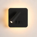 Modern black square led wall lamp bedroom reading light