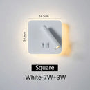 Modern black square led wall lamp bedroom reading light