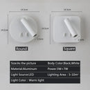 Modern black square led wall lamp bedroom reading light