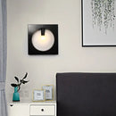 DecorBites™ Contemporary Metal Wall Sconce Lamp with Squared/Rounded Shade - 1-Light Bathroom Lighting in Black/White