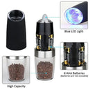 Modern black & stainless steel electric salt pepper grinder kitchen