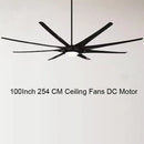 Modern black stainless steel large ceiling fan living room light