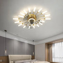 Modern black starburst chandelier ceiling fan for living room