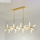 Modern black starburst linear acrylic shade chandelier dining room