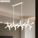 Modern black starburst linear acrylic shade chandelier dining room