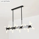 Modern black starburst linear acrylic shade chandelier dining room