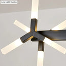Modern black starburst linear acrylic shade chandelier dining room