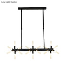 Modern black starburst linear acrylic shade chandelier dining room