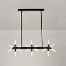 Modern black starburst linear acrylic shade chandelier dining room