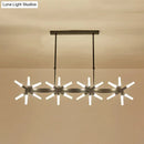 Modern black starburst linear acrylic shade chandelier dining room