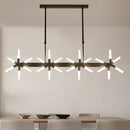Modern black starburst linear acrylic shade chandelier dining room
