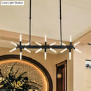 Modern black starburst linear acrylic shade chandelier dining room