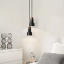 Modern black stone led pendant light kitchen wood top decor