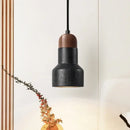 Modern black stone led pendant light kitchen wood top decor