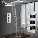 Modern black thermostatic rainfall shower faucet with handshower bathroom