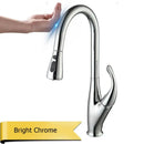 Modern black touch sensor kitchen faucet with curved spout