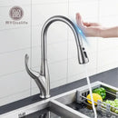 Modern black touch sensor kitchen faucet with curved spout