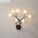 Modern black tree branch wall light bedroom 6 glass globe fixture