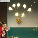 Modern black tree branch wall light bedroom 6 glass globe fixture